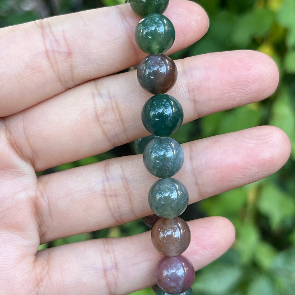 10mm stretchable rainbow color moss agate bracelet - Picture 5 of 9